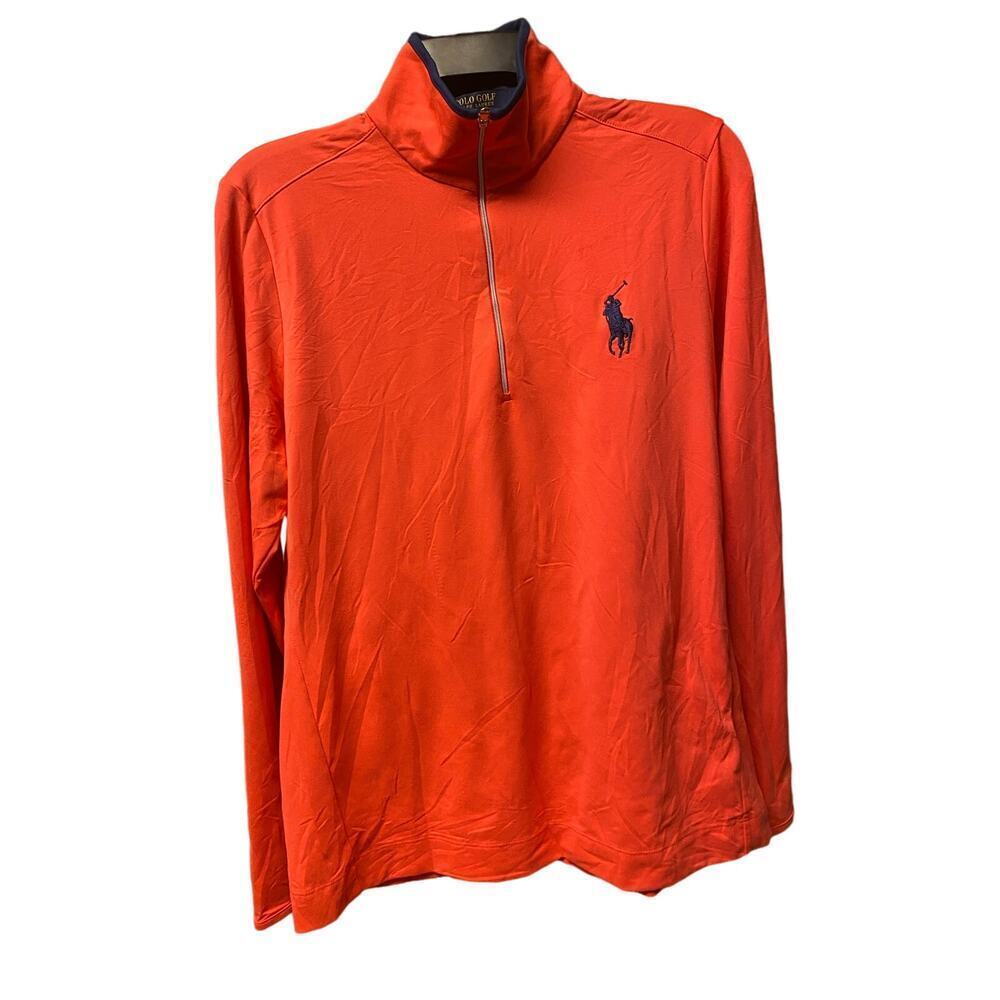 Ralph Lauren Polo logo Golf orange 1/2 zip 1/4 cotton knit long sleeve shirt XL